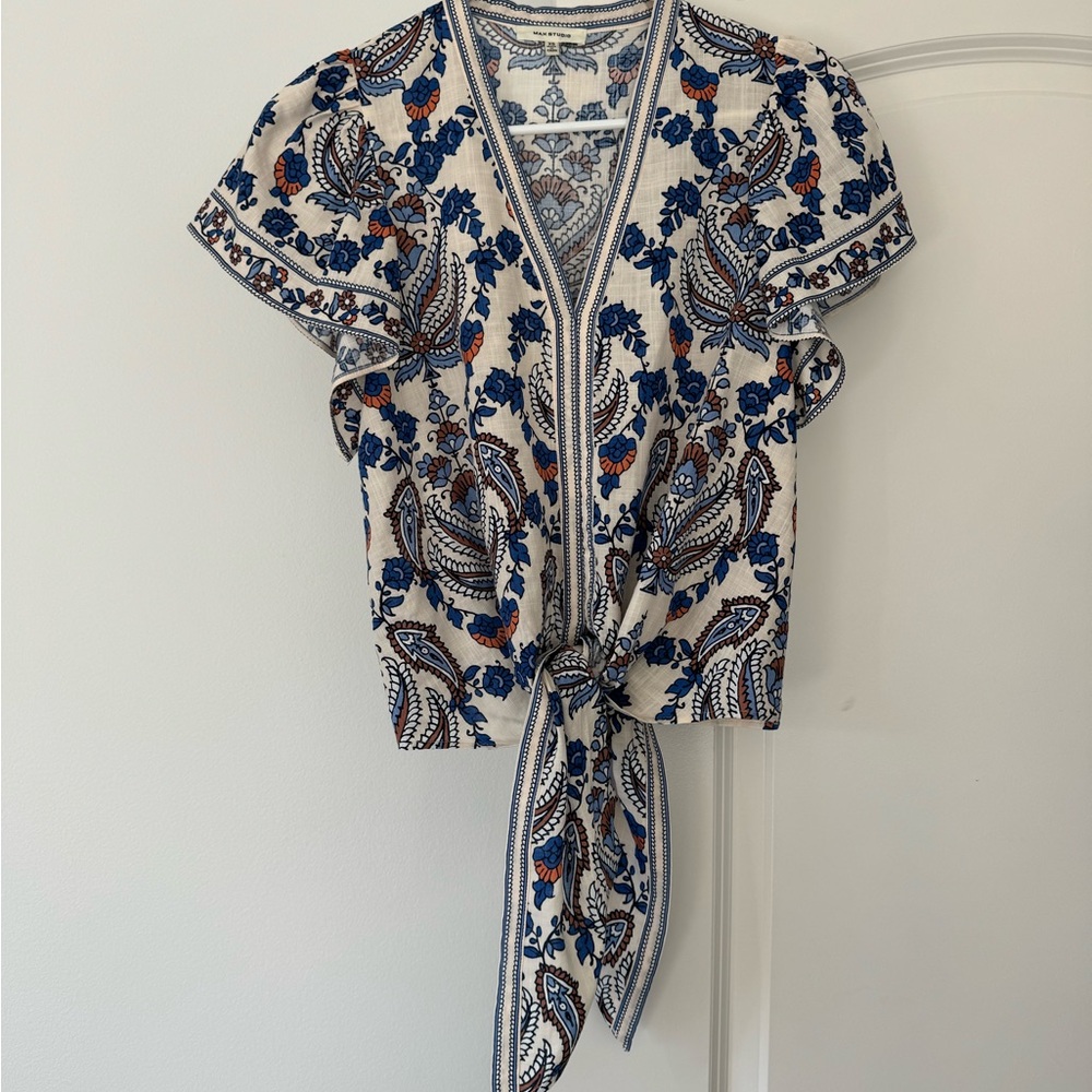 Floral Print Tie-Front Blouse & Skirt Set